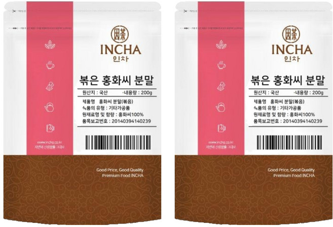 인차 볶은 홍화씨 분말, 200g, 2개