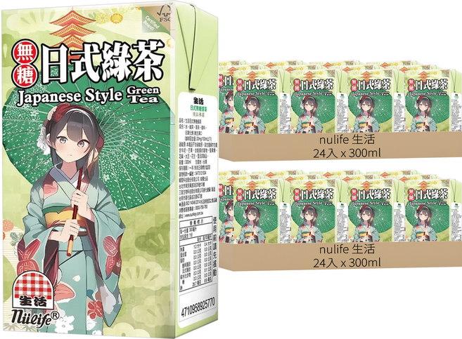 nulife 生活 日式無糖綠茶, 300ml, 48入