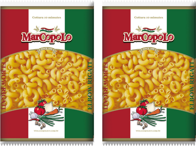MarCopoLo 馬可波羅 稜紋彎管麵 全素, 500g, 2包