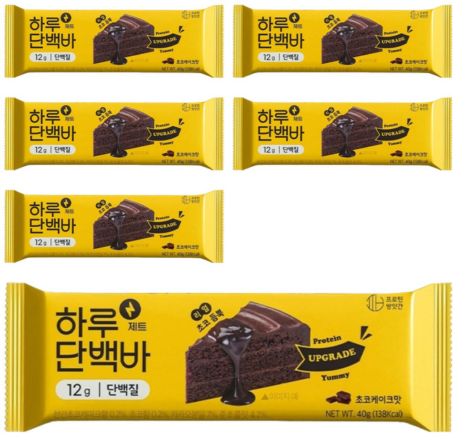 프로틴방앗간 하루단백바 제트 초코케이크맛, 40g, 6개