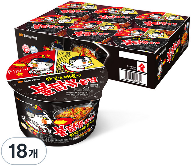 불닭볶음면 큰컵 105g, 18개
