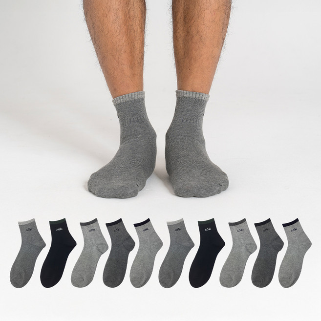 AONE FASHION 男士實惠型時尚休閒迷你中筒襪 10雙