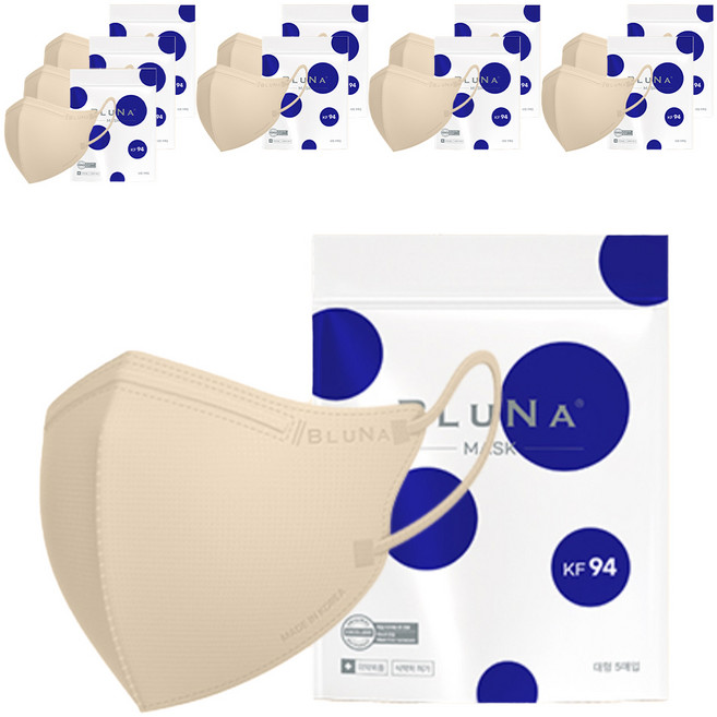 블루나 숨편한 새부리형 황사방역 마스크 대형 KF94, 5매입, 10개, 베이지