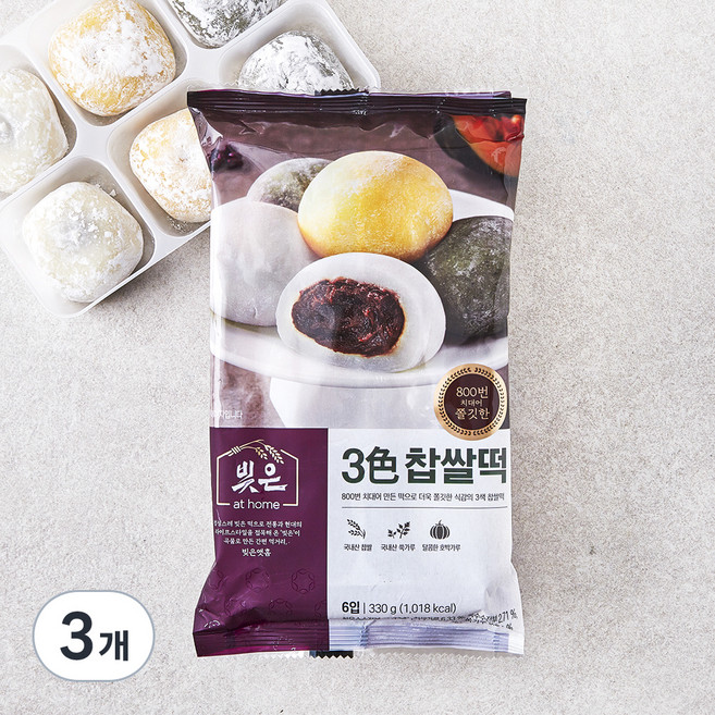 빚은 3색 찹쌀떡, 55g, 6개입, 3개
