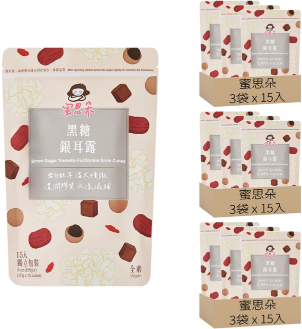 蜜思朵 黑糖銀耳露 全素, 17g, 15包, 9袋