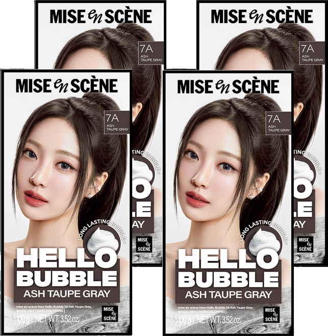 mise en scene 魅尚萱 Hello Bubble泡沫染髮劑, 7A霧灰棕, 4盒