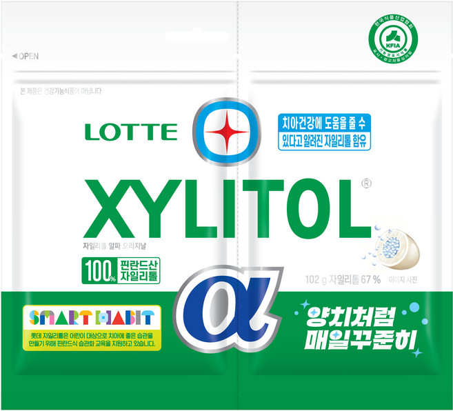 롯데자일리톨 알파 오리지날 껌 리필, 102g, 1개