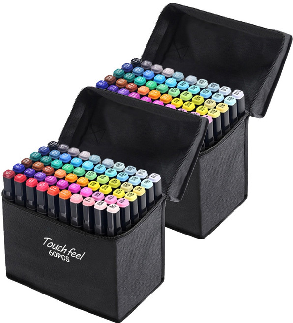 터치필 더블헤드 알콜 유성 마카펜 애니메이션, 60색, 2세트