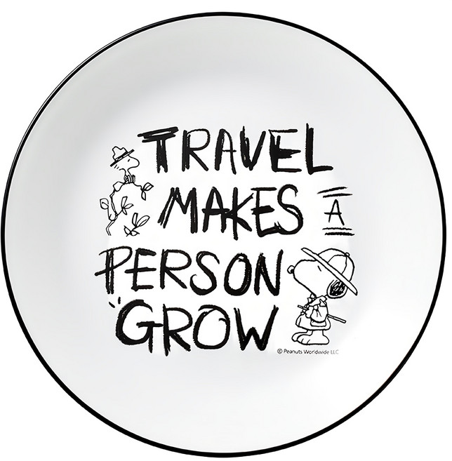 Corelle Brands 康寧餐具 SNOOPY復刻 平盤, 黑色 + 白色, 1個