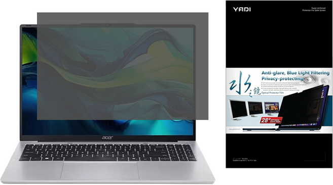 YADI 亞第 插卡隱貼 16 : 10 水之鏡防窺片 Acer Lite AL16 52P 74BU專用 PF4PPB-W160, 1個