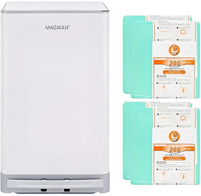 MAGIKAN Stella 垃圾桶 27公升 + 280R4B 補充包 4入套組, 白色