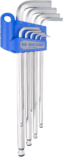 KING TONY 金統立 專業級工具9件式白金特長型球頭六角扳手組, 1組