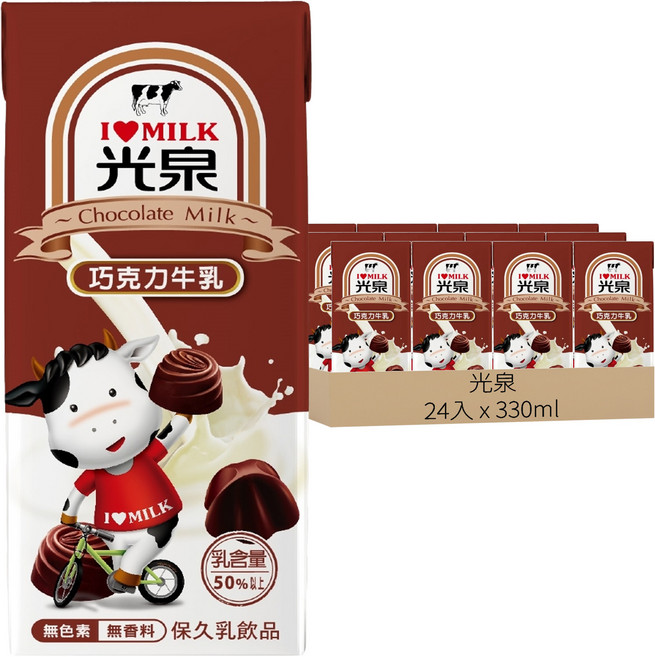 光泉 巧克力牛乳, 330ml, 24入