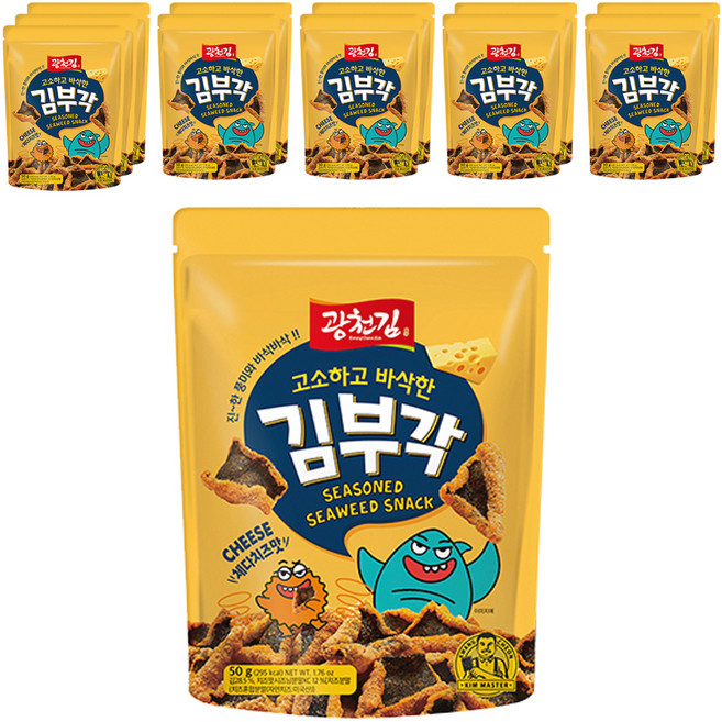 광천김 고소하고 바삭한 김부각 체다치즈맛, 50g, 12개