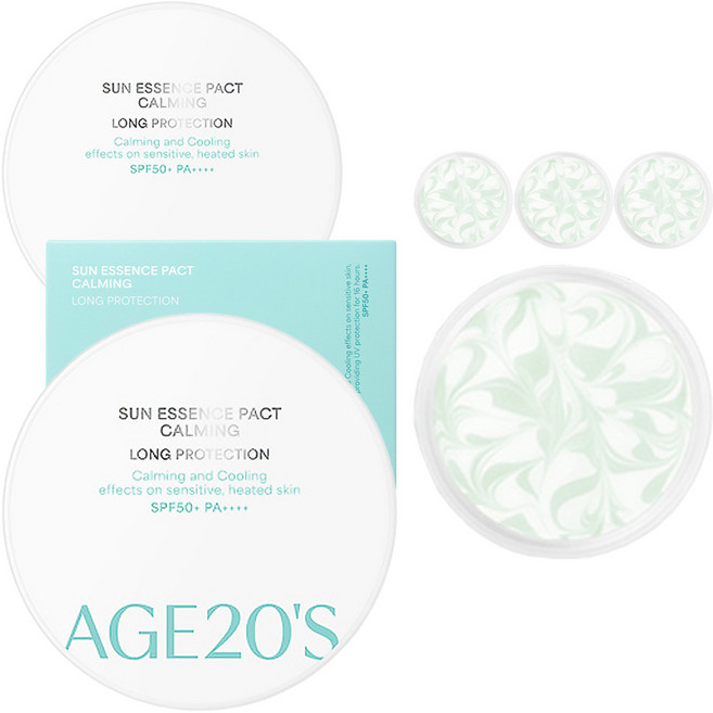 AGE20'S 舒緩長效防曬精華粉餅盒 + 替換蕊 SPF50+ PA++++ 2入組, 2組