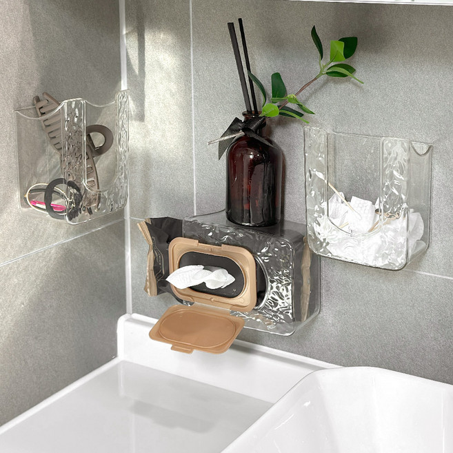 모나코올리브 샹드리에 물티슈 거치 홀더, 투명, 3개