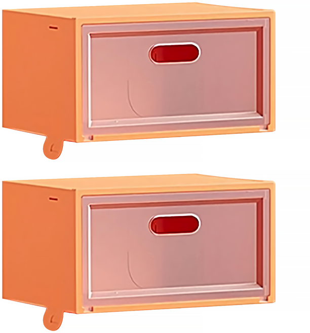 JOSIC 特大男莫蘭迪色側開鞋盒, 愛瑪仕橘, 2個