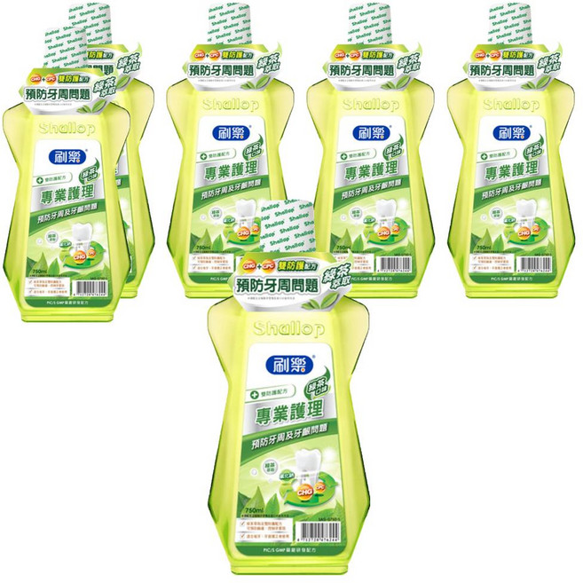 Shallop 刷樂 專業護理漱口水 綠茶口味, 750ml, 6瓶