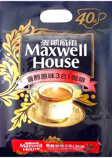 Maxwell House 麥斯威爾 香醇原味3合1咖啡, 14g, 40條, 1袋