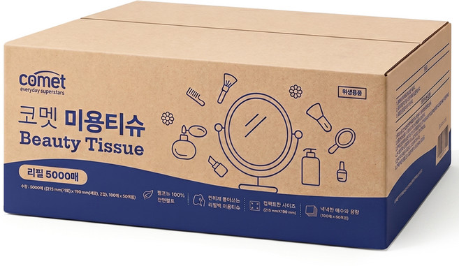코멧 미용티슈 리필, 1개, 5000매