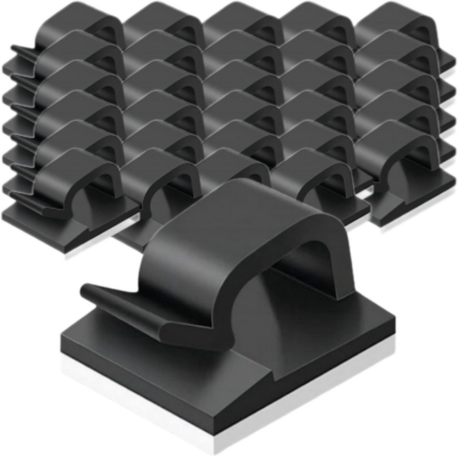 ADUNE 케이블 굵은 선 정리 클립, 30개, 블랙