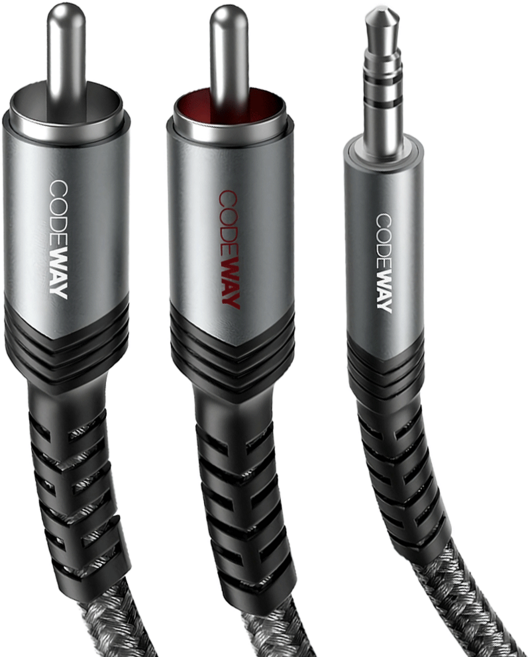 CODEWAY 3.5mm to 2RCA 高傳真音質 音源線 適用各類音響設備 3m, 黑色, 單一商品, 1條
