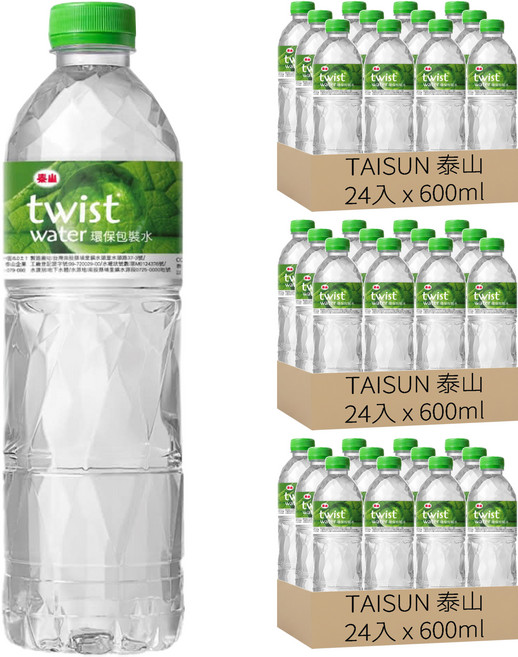 TAISUN 泰山 twist water 環保包裝水, 600ml, 72瓶