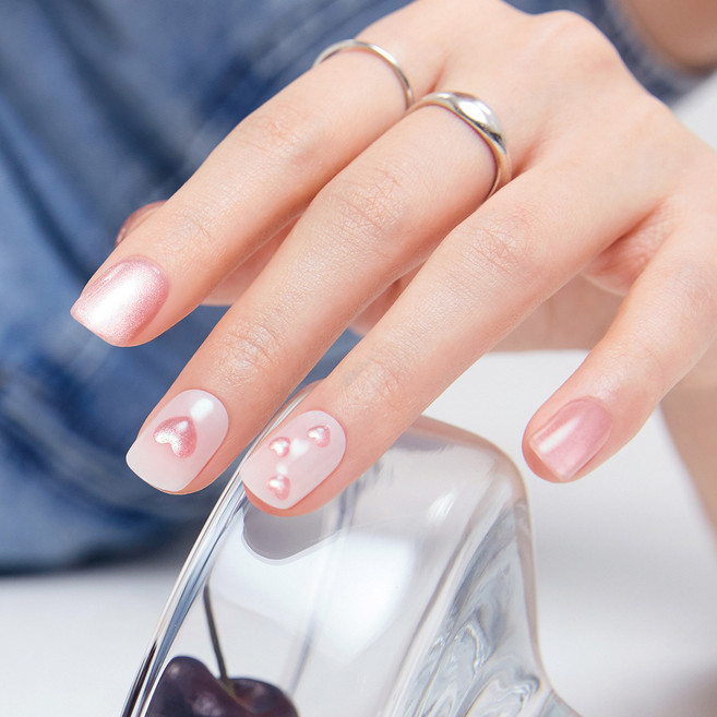 데싱디바 매직프레스 하트 젤리 네일팁, 1개, 핑크