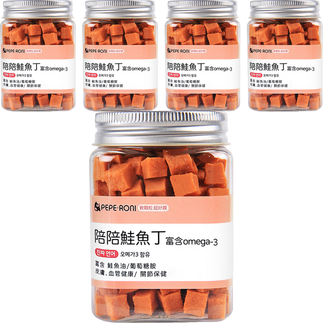 PEPE-RONI 陪陪肉肉 狗零食, 鮭魚丁, 180g, 5罐