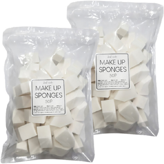 디앤케이 대용량 메이크업 하우스 퍼프 50p, 화이트, 2개