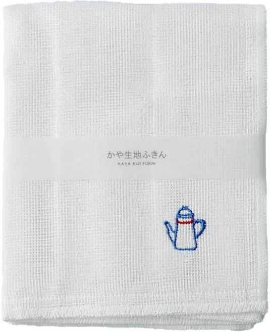 KAYA 純白刺繡蚊帳布 紗布抹布 日本製造 天然纖維 30x30cm, 1條, 白色