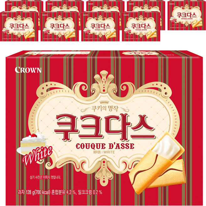 크라운 쿠크다스 화이트, 128g, 10개