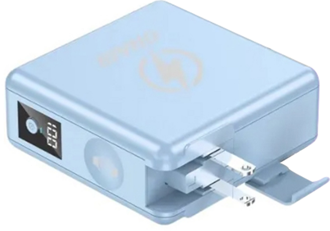台灣 ONAIR 9代 自帶線無線充電 行動電源 15000mAh 85 x 85 x 33mm, F12A, 藍色