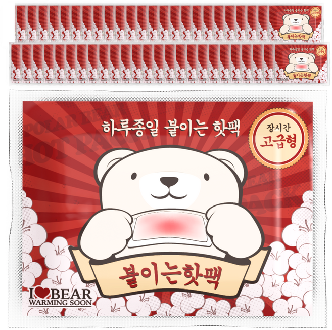 곰도리 부착형 하루종일 장시간 고급형 핫팩, 50개