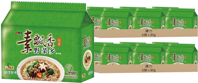 維力 素飄香 野菜多風味麵 80g, 60包