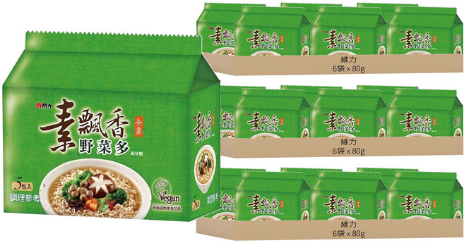 維力 素飄香 野菜多風味麵 80g, 90包