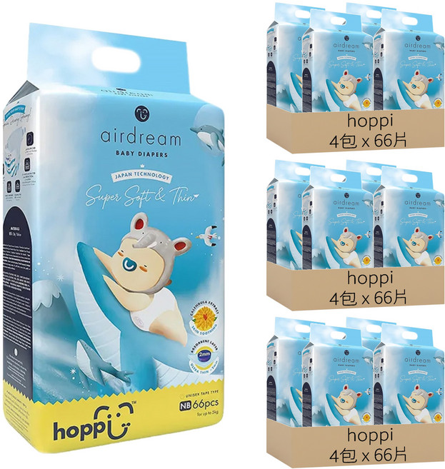 hoppi 黏貼型尿布 ~5kg, NB, 792片