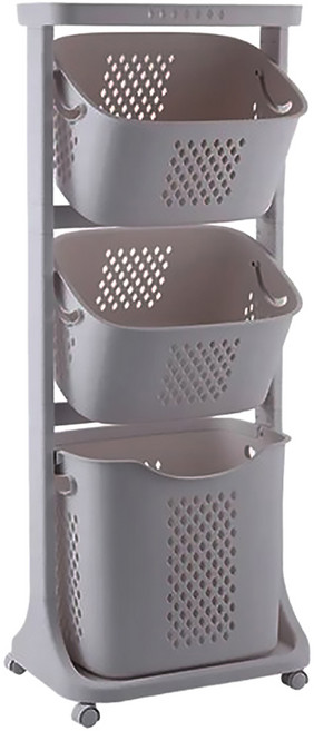 LIVENS 移動式三層洗衣籃, 灰色