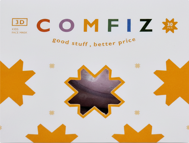 COMFIZ 康菲 幼幼3D醫療口罩 10.6 x 9.9cm 1~3歲, 兔兔寶貝 紫色, 30片, 1盒