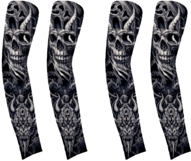 비바이원 프리미엄 문신 쿨 팔토시, 해골, 2개