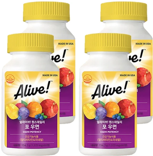 얼라이브 원스데일리 포 우먼 멀티비타민, 4개, 80정 - 쿠팡