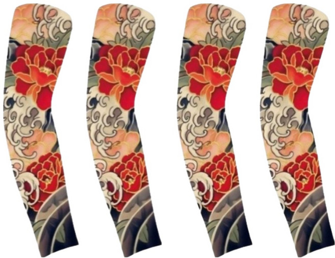 비바이원 프리미엄 문신 쿨 팔토시, 연꽃, 2개