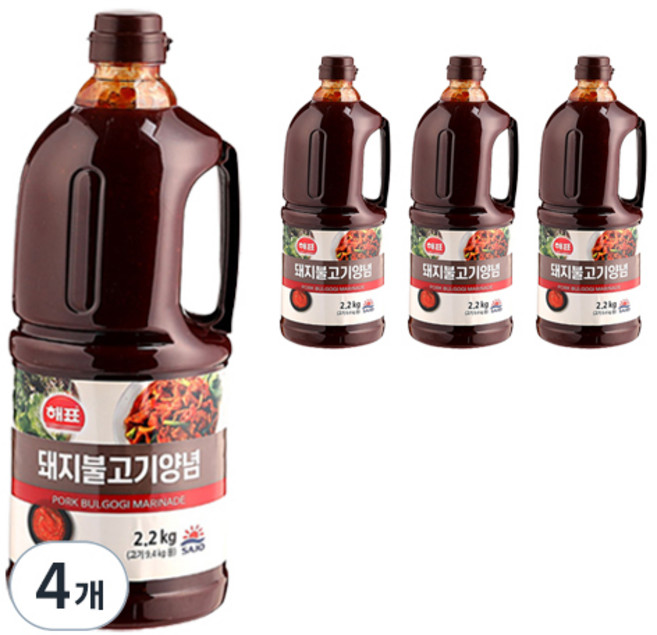 해표 돼지불고기 양념, 2.2kg, 4개