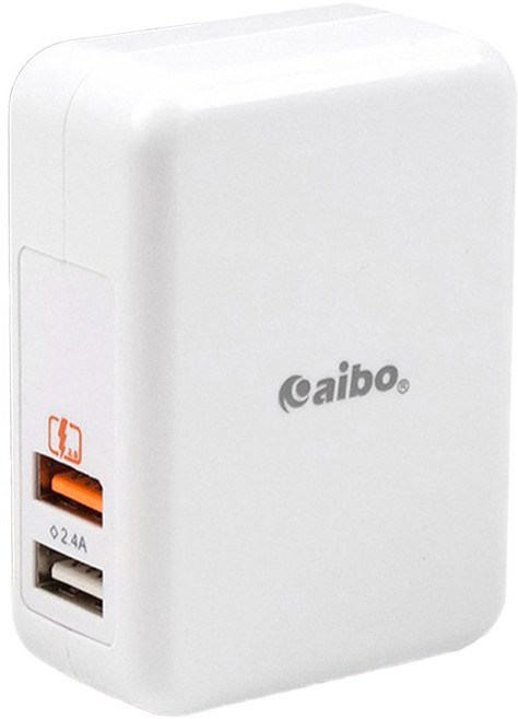 aibo 2.4A 2 Ports 折疊插頭 充電器 Quick Charge 2.0 智能 多重保護 白色