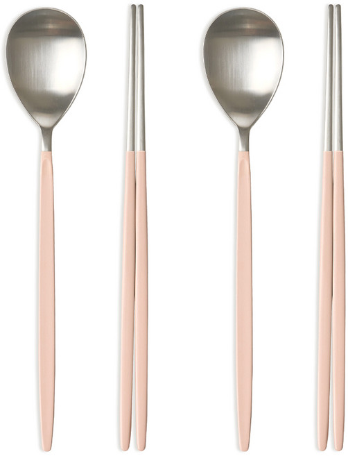 리한 리아 컬러 2인 수저 세트, 핑크, 숟가락 2p + 젓가락 2벌, 1세트