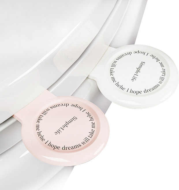 위더스욕실용품 블랑누아 화장실 변기뚜껑 손잡이 2종 세트, 화이트, 핑크