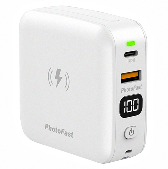 PhotoFast 銀箭資訊 迷你萬用充五合一磁吸行動電源 + 收納袋 Type-C, MUTICHARGEPLUS10000, 白色