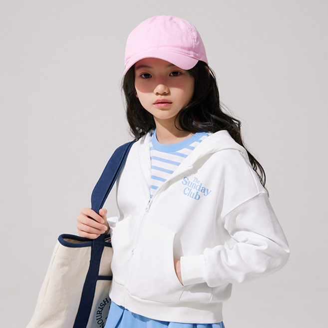 여아용 소프트 코튼 크롭 2 WAY 후드 집업