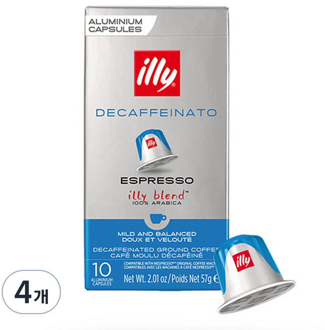 일리 네스프레소 호환 디카페인 캡슐커피, 5.7g, 10개입, 4개