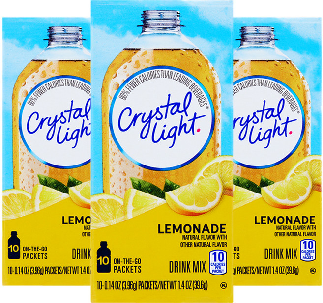크리스탈라이트 레몬에이드 음료베이스 분말, 3.96g, 10개입, 3개